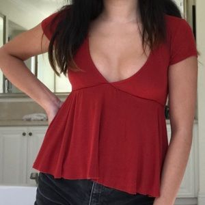 URBAN OUTFITTERS LOW NECK RED TOP